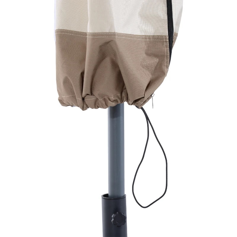 Outsunny Cantilever Patio Umbrella Cover, Outdoor Market Umbrella Protector with Zipper, Cord Lock, Beige and Coffee