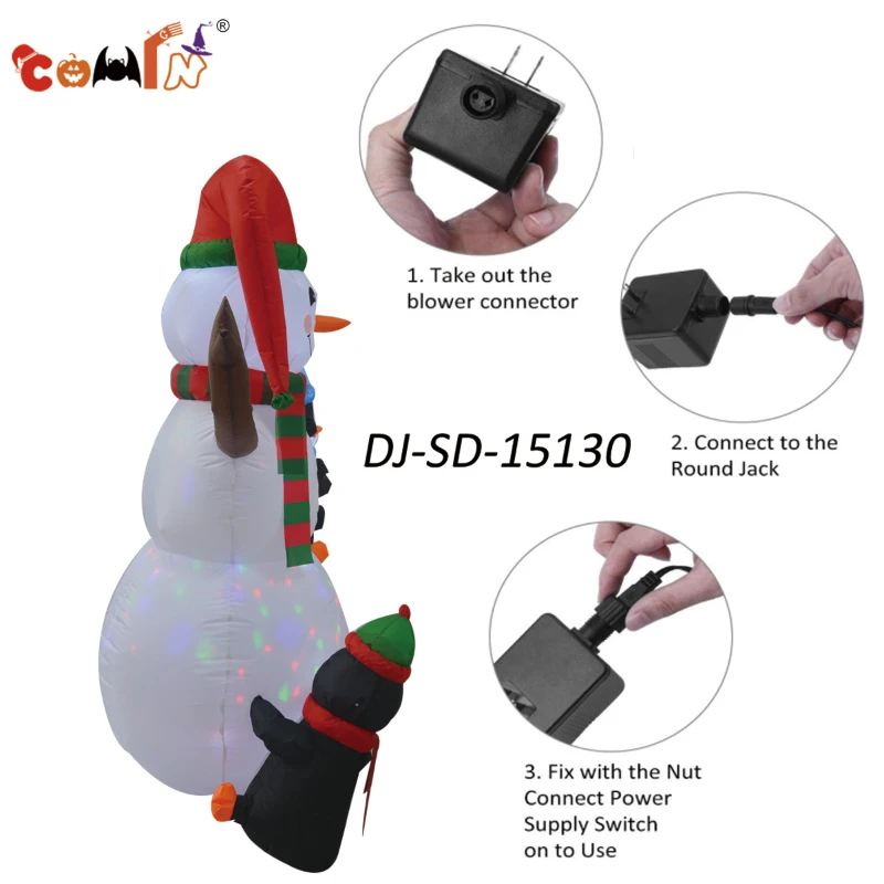 COMIN 6 Foot Tall Inflatable Snowman & Penguins Inflatable Christmas Yard Decoration