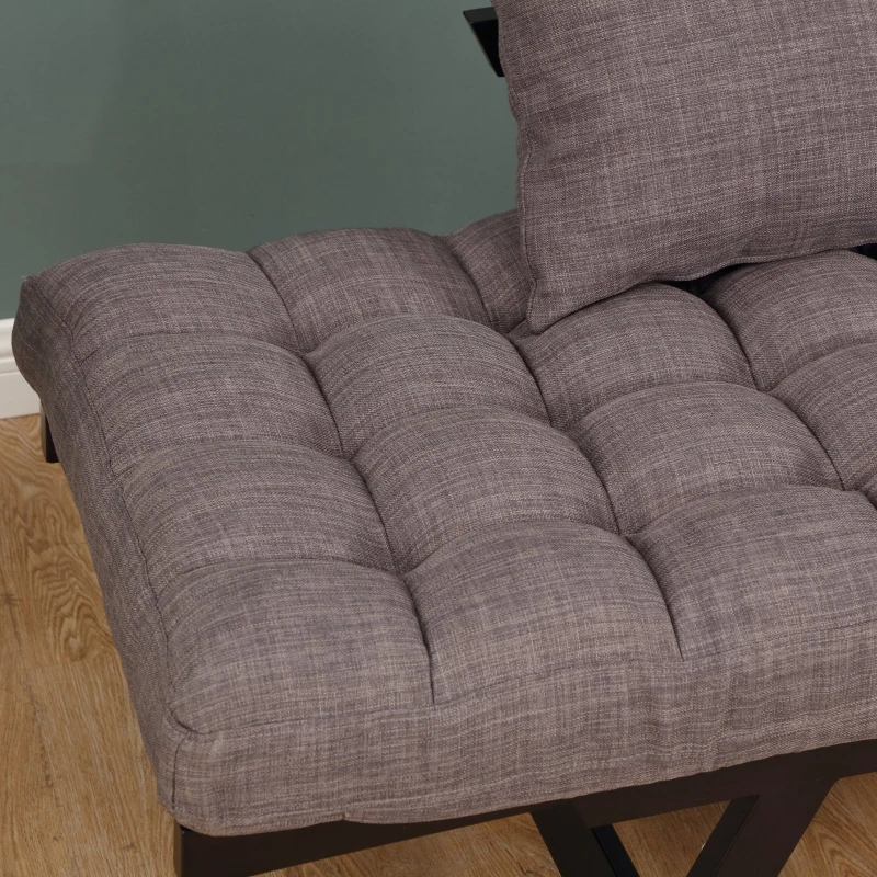 HOMCOM Click Clack Couch Convertible Futon Sleeper Sofa Bed - Modern - Linen Fabric  61" L  Dark Grey