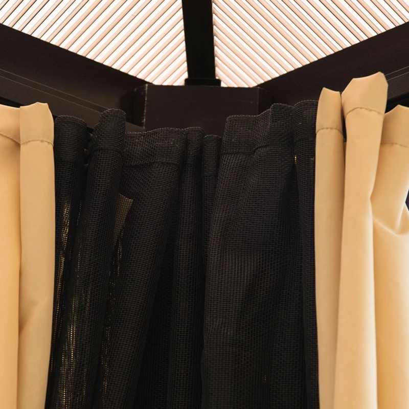 Outsunny 12" x 10" Aluminum Backyard Gazebo with Fabric Drapes - Beige