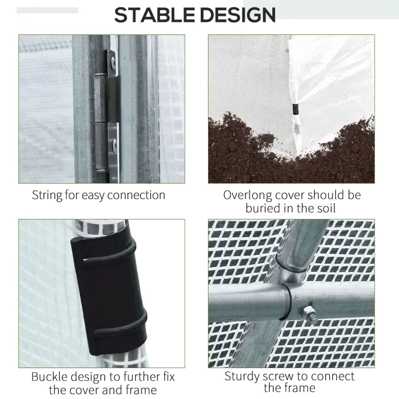 Outsunny 19' x 10' x 6' Large Walk-in Tunnel Greenhouse Garden Plant House, White