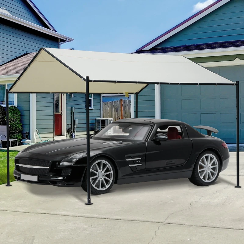 Outsunny 11.5' x 11.5' Carport Canopy Tent with Metal Frame and Cloth Cover