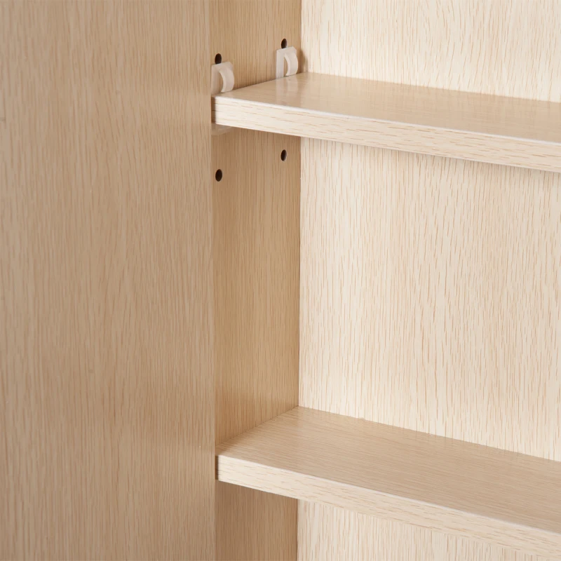 Kleankin 25" x 27" Double Door LED Bathroom Mirror Medicine Cabinet - White Oak