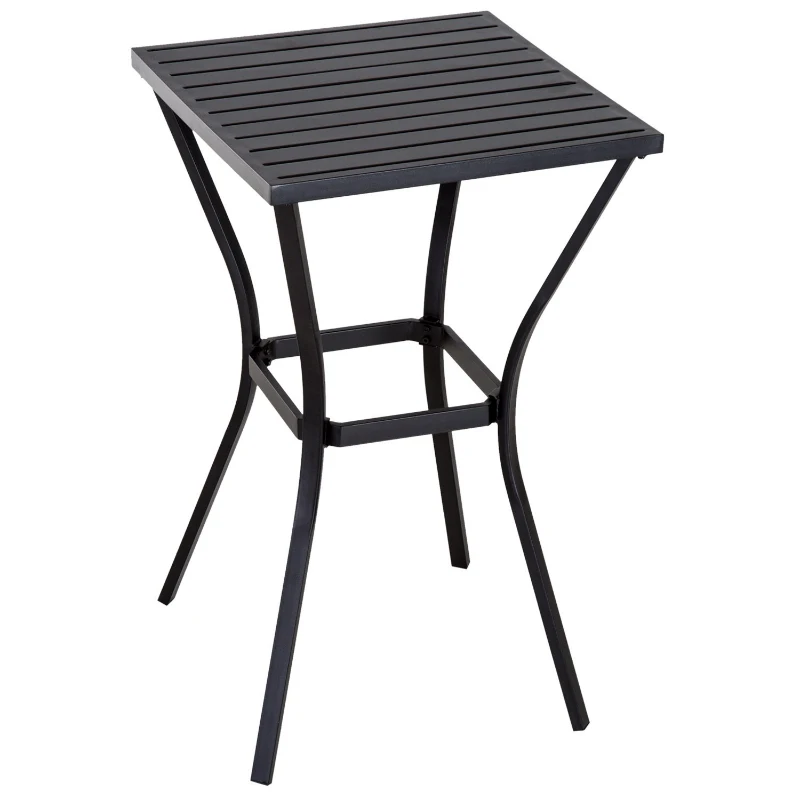 Outsunny 3pc Rattan Wicker Bistro Set, Outdoor Patio Bar Table and Chair Stool Garden Furniture