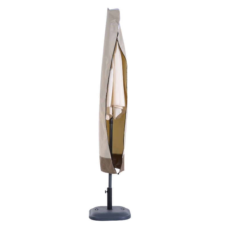 Outsunny Cantilever Patio Umbrella Cover, Outdoor Market Umbrella Protector with Zipper, Cord Lock, Beige and Coffee