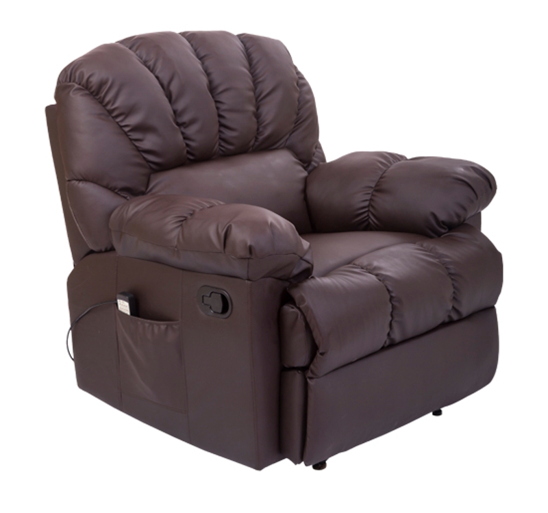 PU Leather Vibrating Massage Sofa Chair Recliner Brown