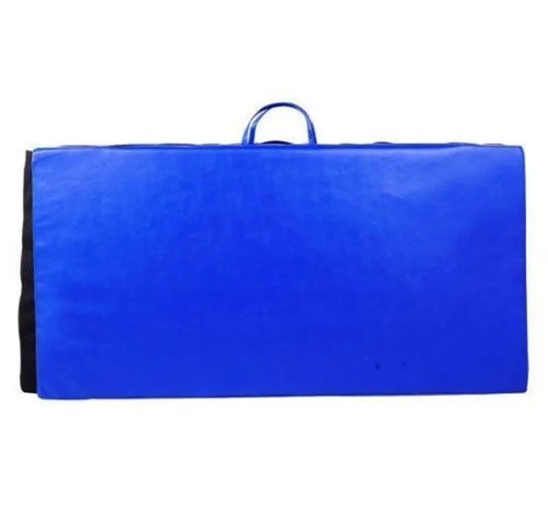 Soozier 8' x 4' x 2" PU Leather Folding Gymnastics / Martial Arts Tumbling Mat - Blue