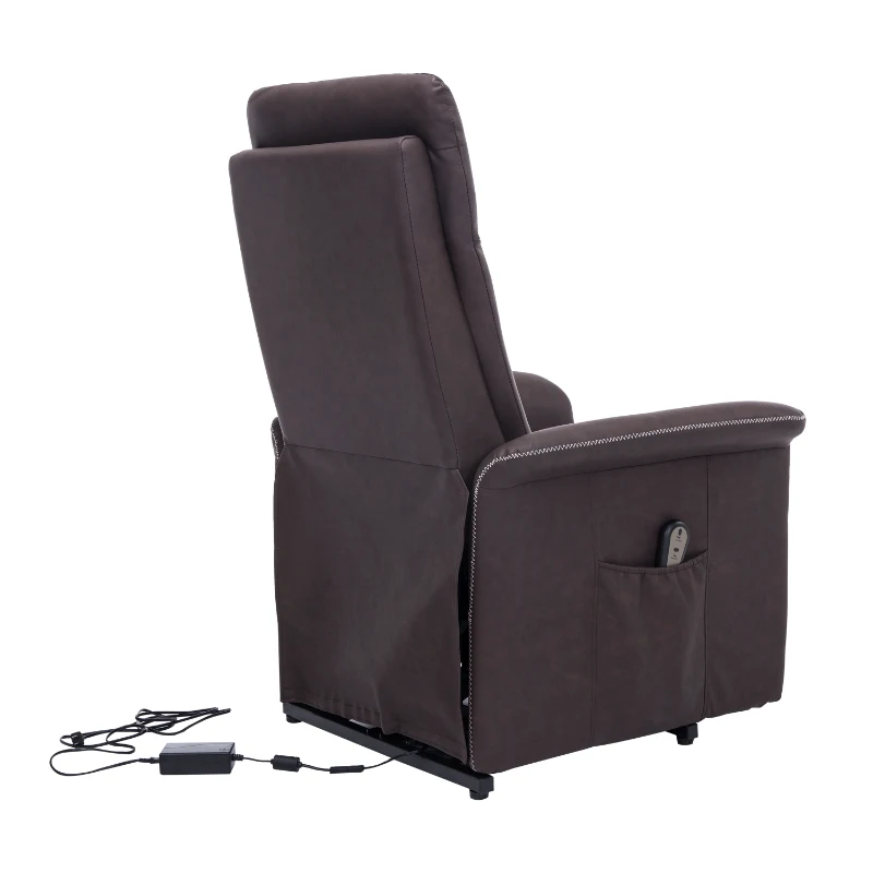 HomCom Faux Leather Three Position Lift Chair Recliner With Remote - Brown