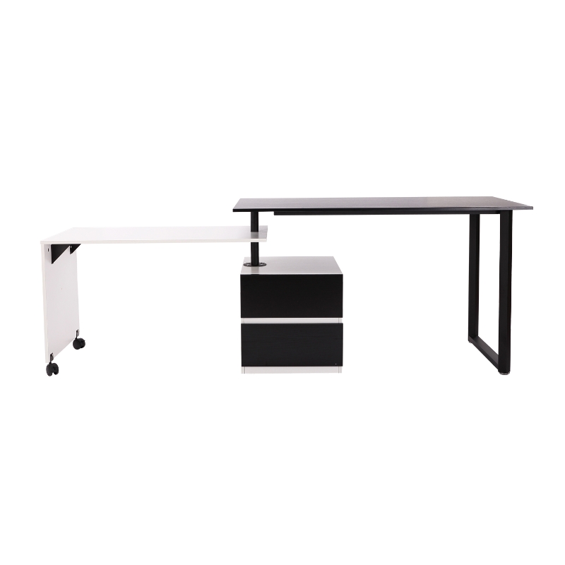 HomCom 52”- 85” Swivel Computer Table Desk - Black/White