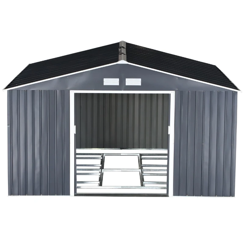 Outsunny 11.15"W x 12.5"D Metal Outdoor Utility Storage Tool Shed Kit Backyard Garden  - Grey