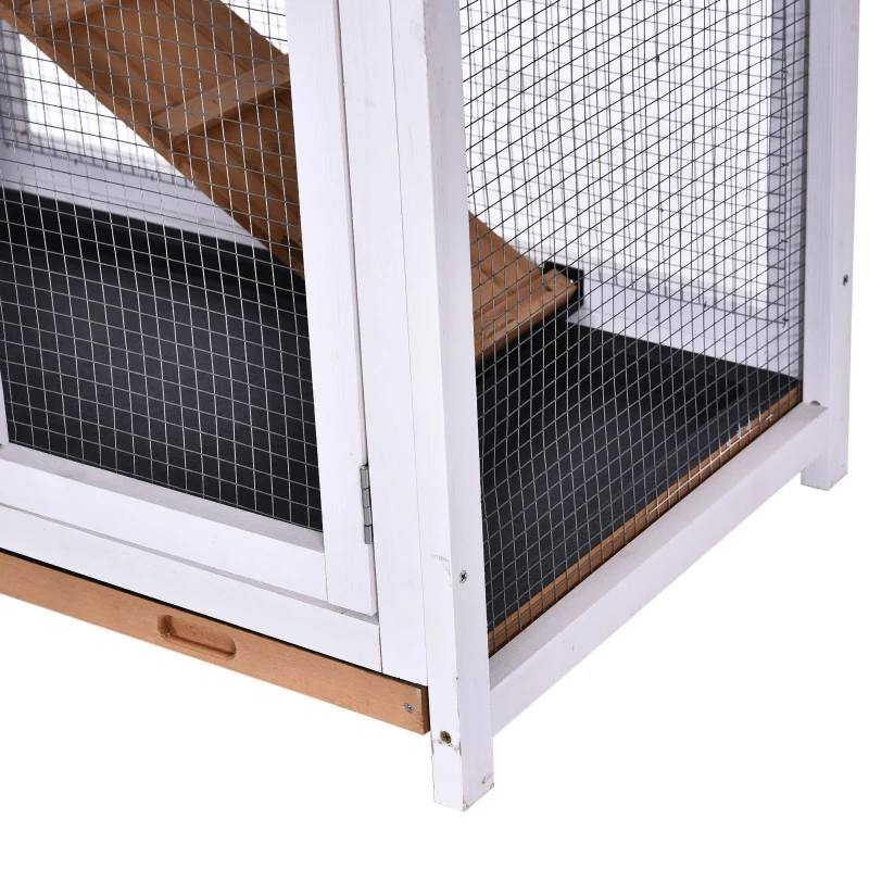 PawHut Wooden 2-Tier Rabbit Hutch with Outdoor Run and Ramp, Spacious Backyard Bunny Cage, Small Animal House