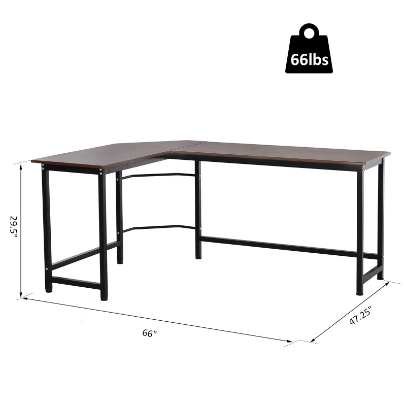 Vinsetto Wood Metal Modern L-Shape Corner Computer Desk - Walnut
