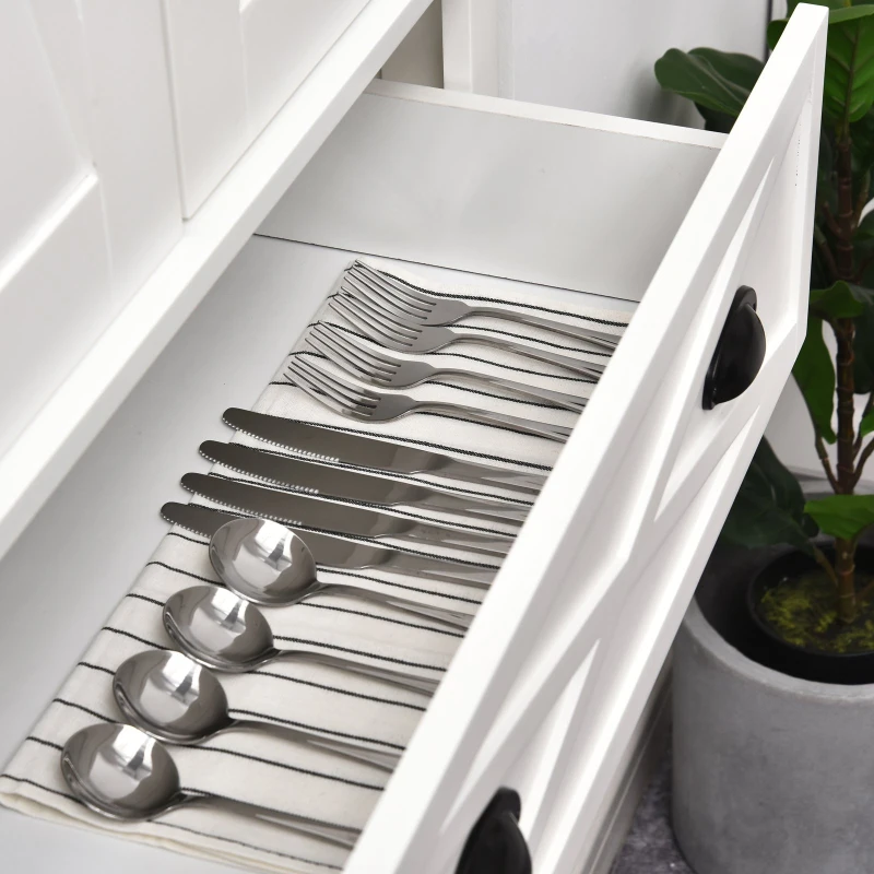 HOMCOM 5ft Tall Wood Kitchen Storage Cabinet with Adjustable Shelves, 2 Wood Pantries, Drawer and Sturdy Design - White