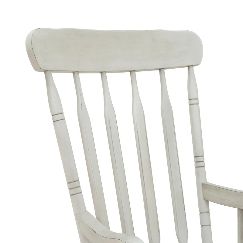 HomCom Rubberwood Indoor / Outdoor Porch Slat Rocking Chair - Antique White