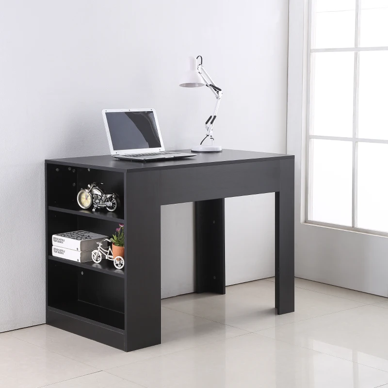 HomCom 40" Space Saving Modern Home Office Computer Desk Bookshelf Combo - Black