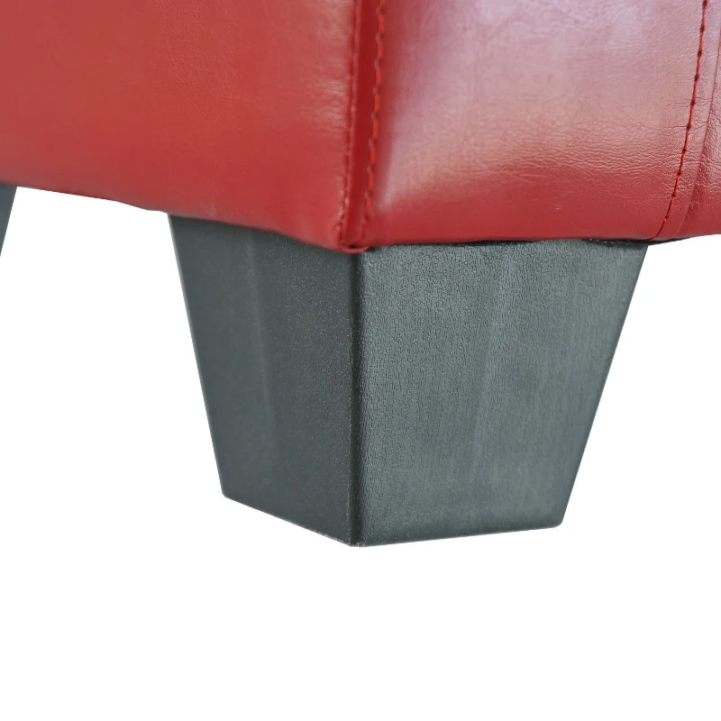 HOMCOM Chic Ottoman Bench, Faux Leather Storage Footrest, Modern Sofa Shoe Bench, Vibrant Red - Perfect for Living Room & Entryway