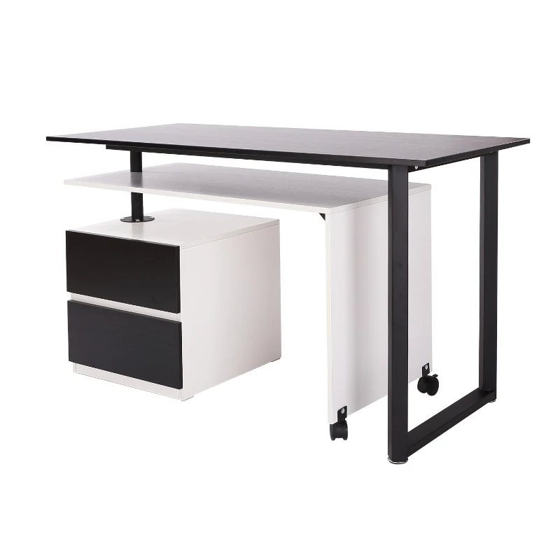 HomCom 52”- 85” Swivel Computer Table Desk - Black/White