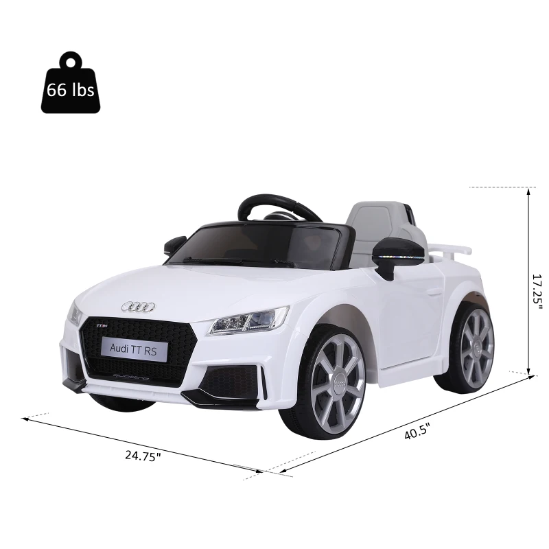 Aosom 6V Audi TT RS Kids Oudtoor Electric Sports Car Vehicle Ride On Toy One Seat with Remote Control - White