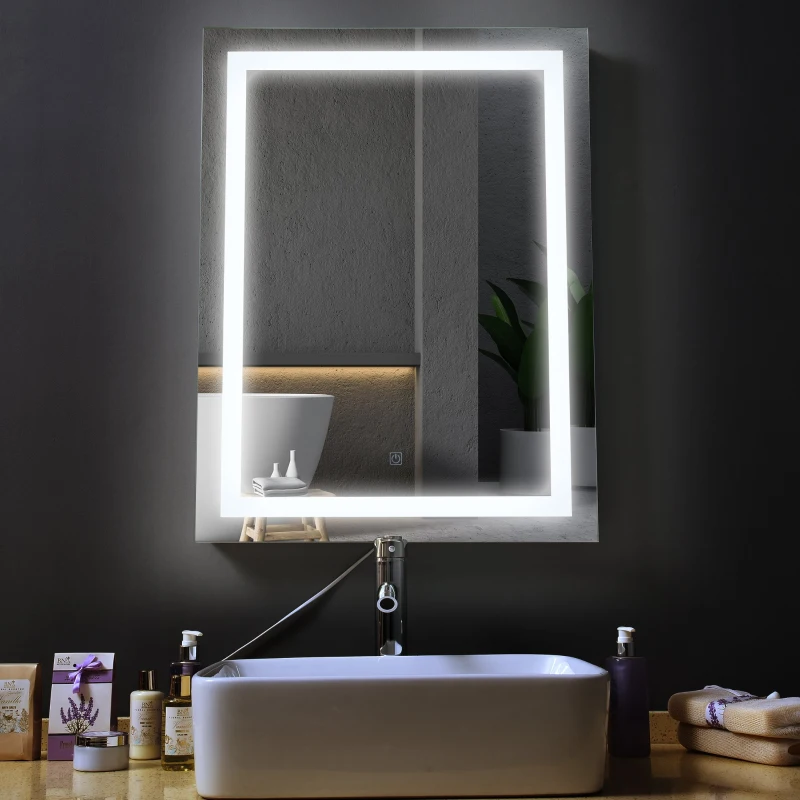 HomCom Modern Touch Activated MUA 36" Illuminated Mounted Bathroom Wall Mirror Defogger - Clear