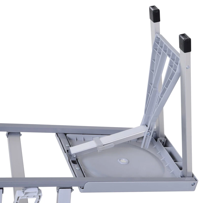 Outsunny Outdoor Picnic Table Chair 4-Seat Set Folding Patio Furniture w/Umbrella Hole - Grey