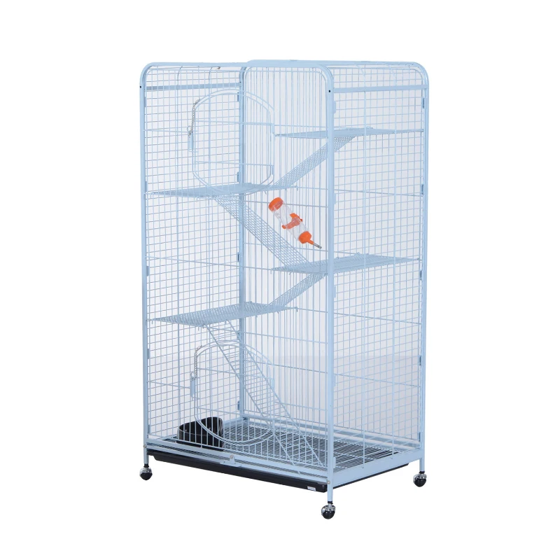 Pawhut 55” 5 Level Indoor Hutch Small Animal Cage - White