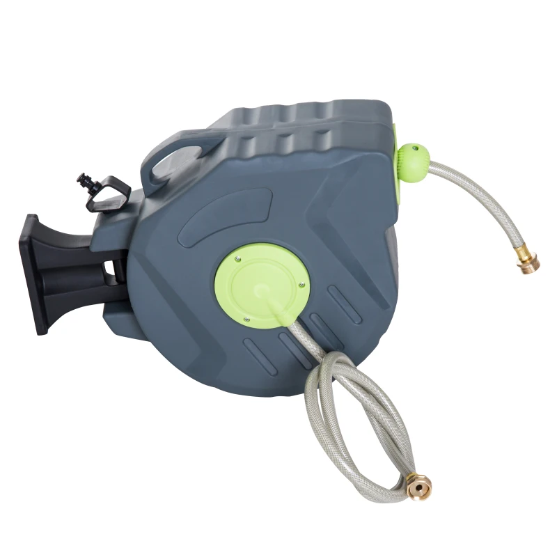 Outsunny 50’ Plastic Portable Outdoor Wall Mount Retractable Water Hose Reel