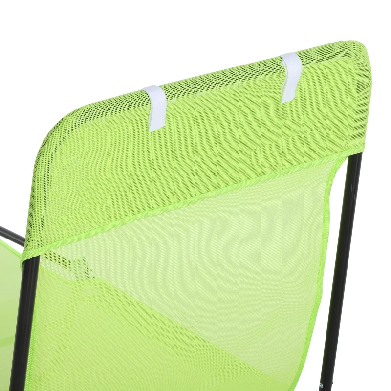 Outsunny Mesh Reclining Lounge Chair, Green - Lightweight & Portable Outdoor Recliner for Patio Relaxation