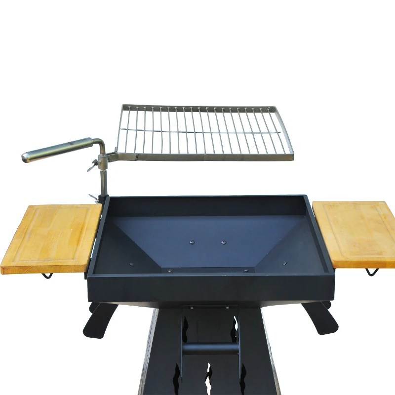 Outsunny Wood Burning/Charcoal Outdoor Fire Pit BBQ Grill Combo