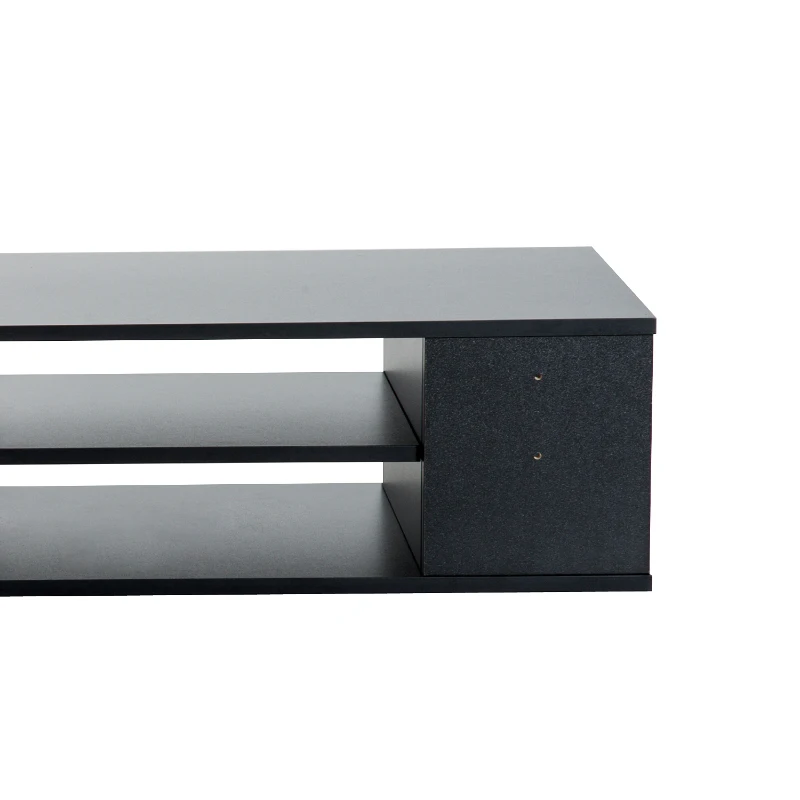 HomCom 48” Modern Wooden Floating Media Center Shelf Unit - Matte Black