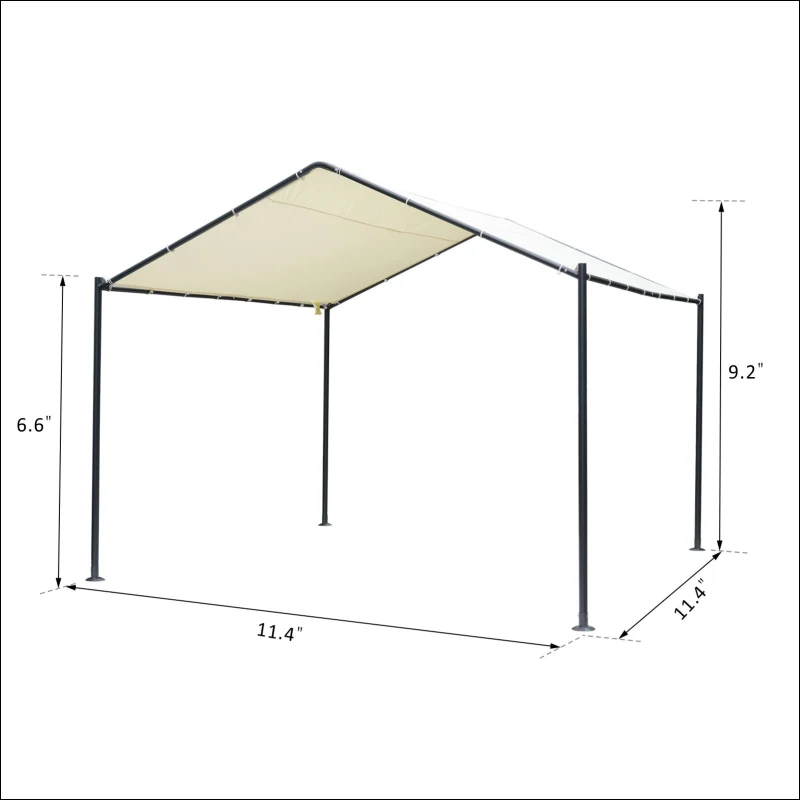Outsunny 11.5' x 11.5' Carport Canopy Tent with Metal Frame and Cloth Cover