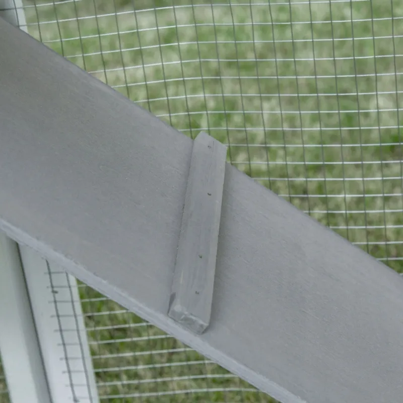 PawHut 76" Wooden Chicken Coop, Outdoor Chicken House Poultry Hen Cage with Outdoor Run, Nesting Box, Removable Tray and Lockable Doors, Grey