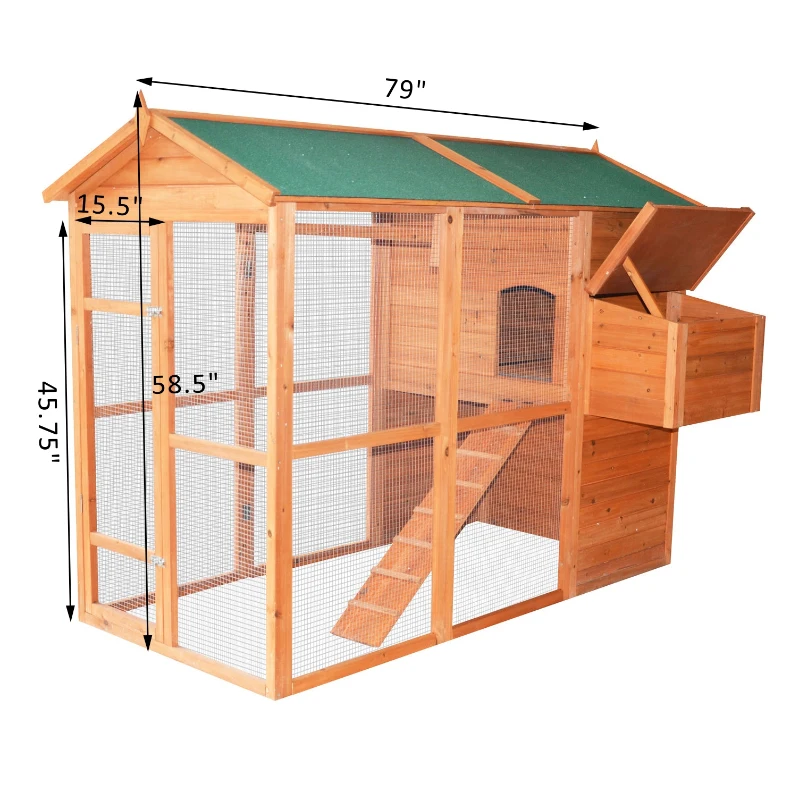Pawhut Large Backyard Chicken Coop with Outdoor Run