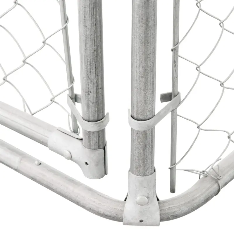 PawHut 10ft Outdoor Pet Dog Run House Kennel Shade Cage Enclosure w/ Cover Playpen - Silver