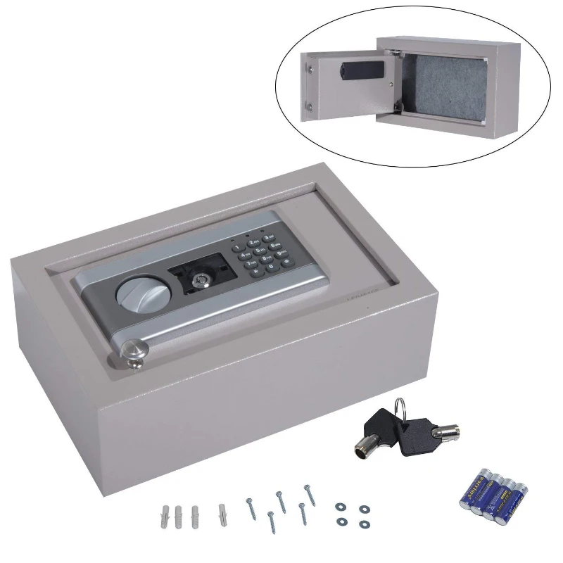 HomCom 12” x 8” x 4” Top Opening Drawer Digital Passcode Safe Home Security Storage With Emergency Keys