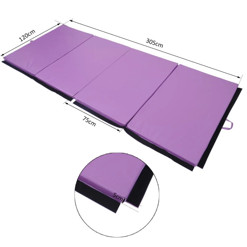 Soozier 6' x 4' x 2" PU Leather Folding Gymnastics / Martial Arts Mat - Purple