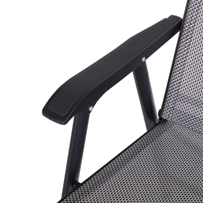 Outsunny 2-Piece Folding Sling Chair Set, Gray - Comfortable Patio Garden Furniture for Relaxation