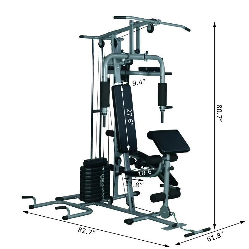 Soozier Versatile Steel Full Body Home Gym Exercise Equipment Machine with 100lb Weight Stack