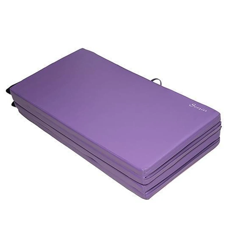 Soozier 4' x 8' x 2" PU Leather Gymnastics / Martial Arts Mat - Purple / Light Pink