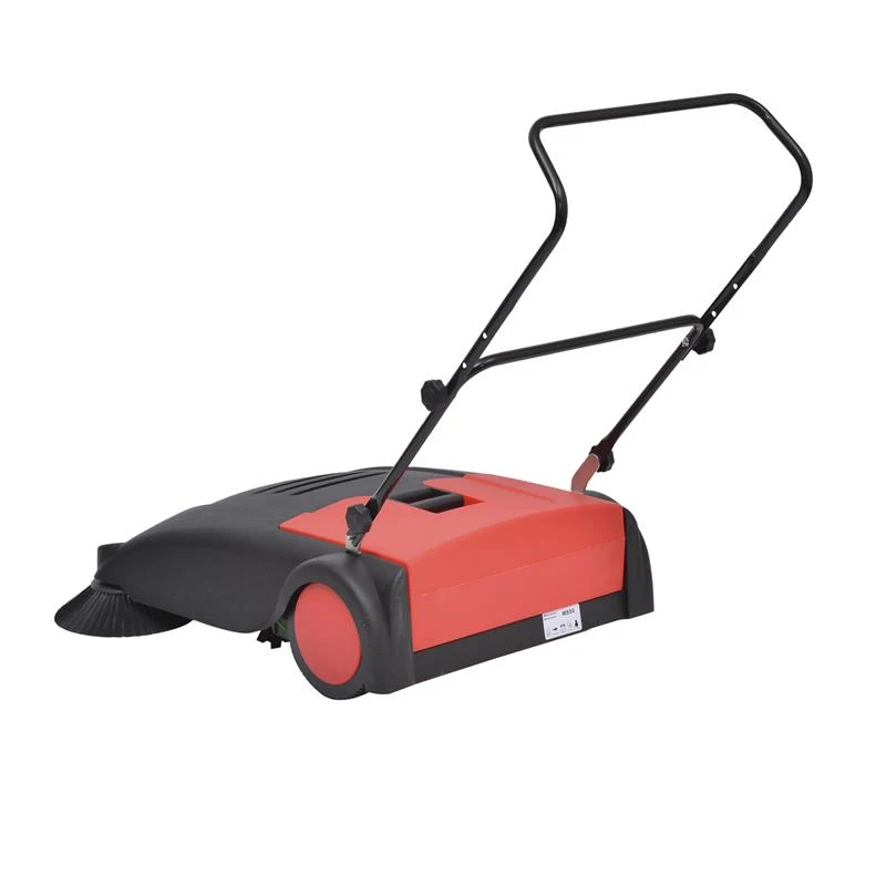 HomCom Outdoor Rotating Manual Push Broom Sweeper - Red and Black