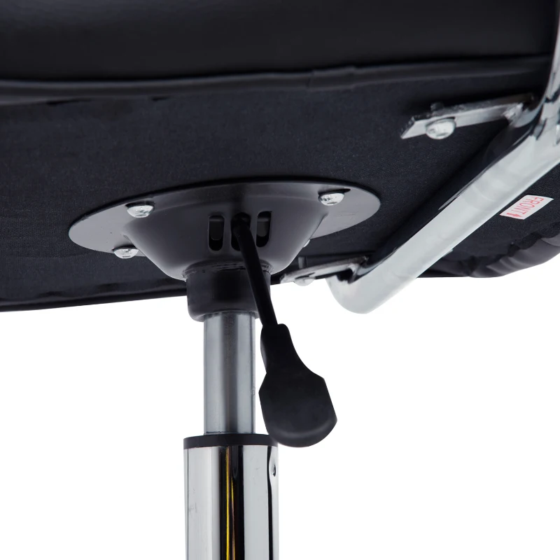 HomCom Ergonomic Swivel Tufted PU Leather Midback Home Office Workstation Chair with Lumbar Support - Black