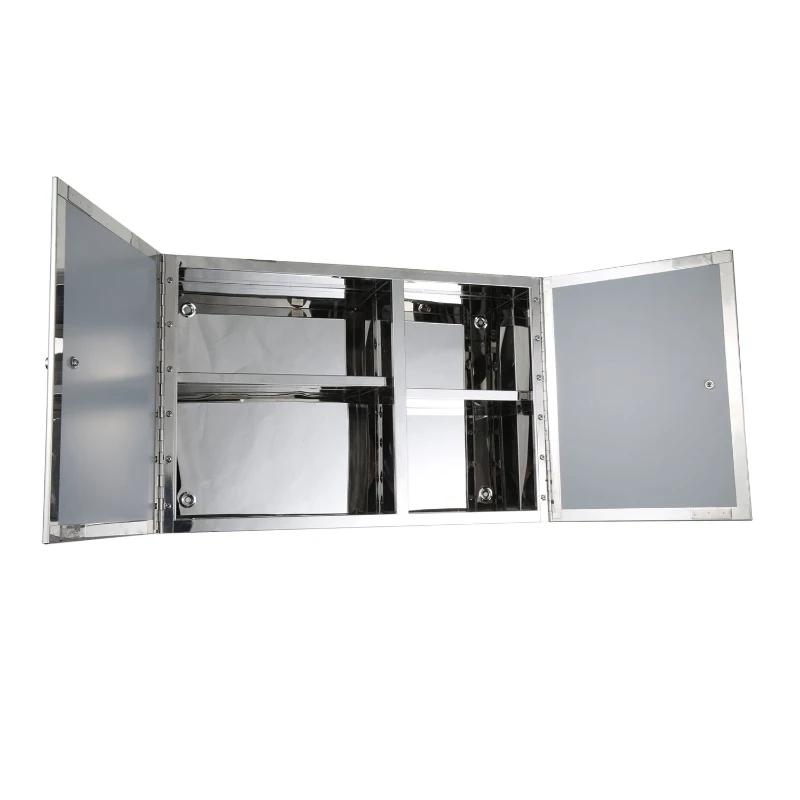 HomCom Horizontal 20” Stainless Steel Floating Bathroom Wall Mirror Double Door Medicine Cabinet