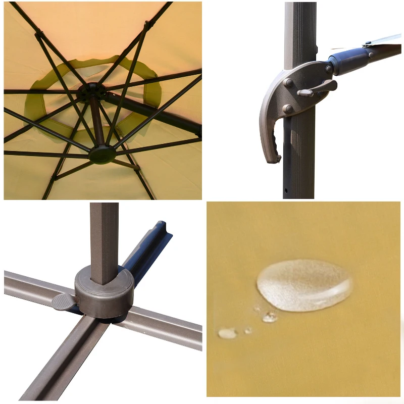 Outsunny 9.5' Outdoor Market Patio Umbrella with Tilt and Crank - Khaki