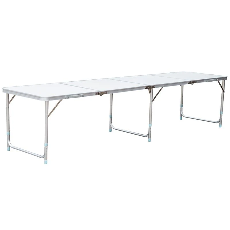 Outsunny 95" Quad-Fold Aluminum Camping Table w/ Carrying Handle