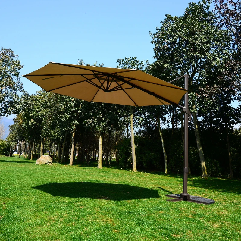 Outsunny 9.5' Outdoor Market Patio Umbrella with Tilt and Crank - Khaki