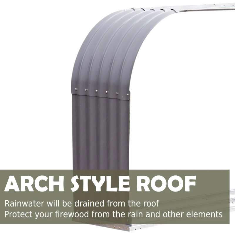 Outsunny 83" Steel Sturdy Firewood Covered Shed Storage Rack - Gray