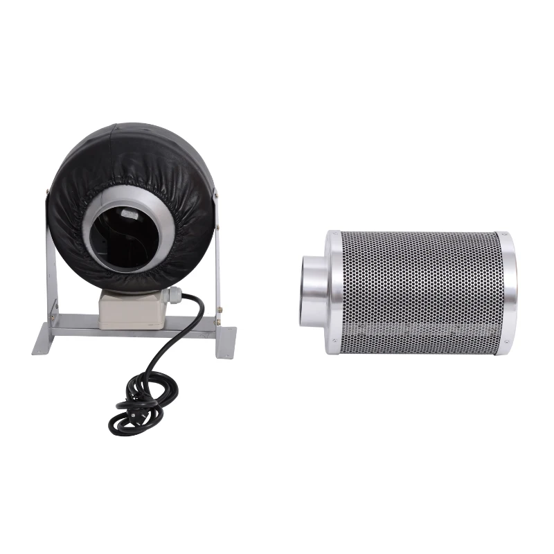 HomCom 4-Inch Carbon Air Filter and Inline Fan Combo Kit