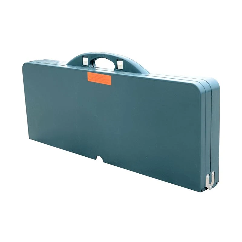 Open Box Outsunny 4 Person Plastic Portable Compact Folding Suitcase Picnic Table Set with Umbrella Hole - Green