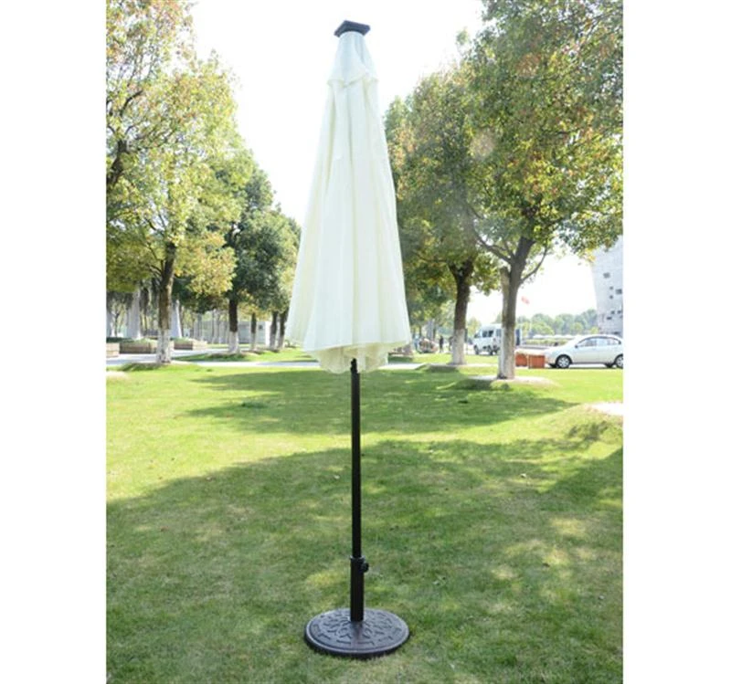 Outsunny 9' Outdoor Patio Umbrella w/ Tilt & Solar Powered LED Lights - Cream White