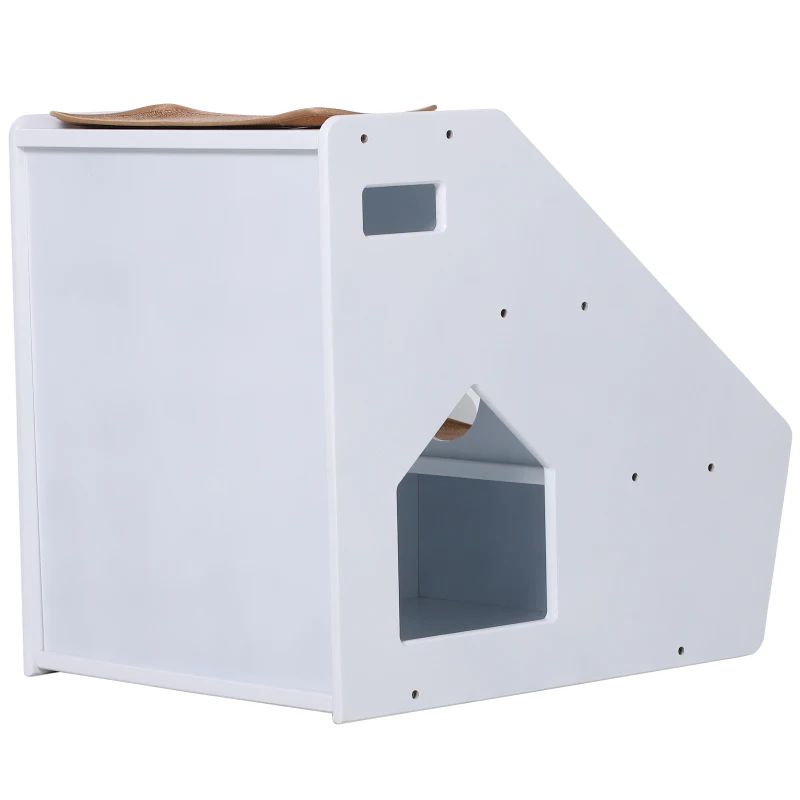 PawHut 3-Step Pet Stairs for Dogs and Cats with Built-in House and Nonslip Carpet, White