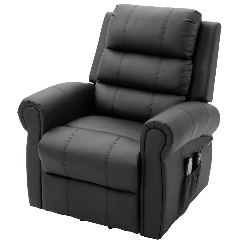 HOMCOM Power Lift Chair Heated Vibrating Massage Recliner Sofa with Remote PU Black